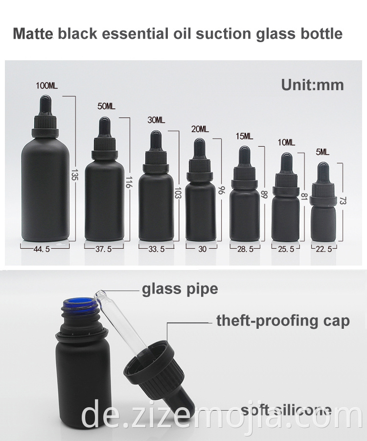 OEM 30ml Matte schwarz ätherische Ölflasche mit Troppfer 10 ml Glas Guter Preis